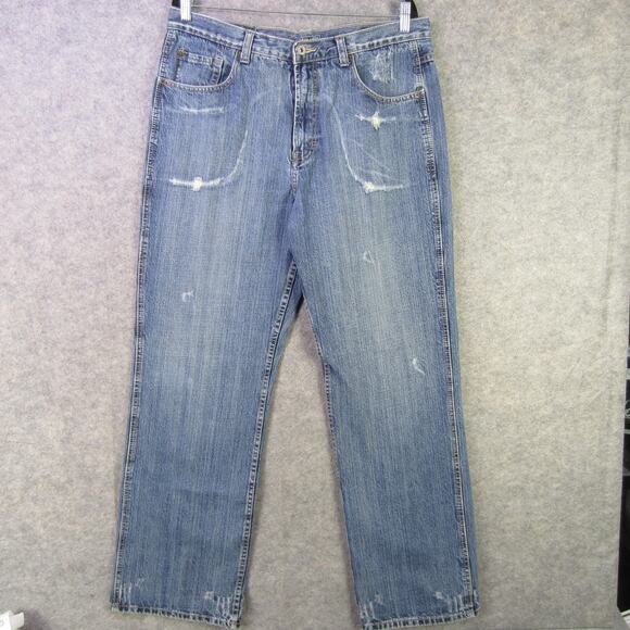 Urban Pipeline Jeans Mens 36x32 Blue Vintage Fit Distressed Denim Straight Leg - Picture 1 of 12